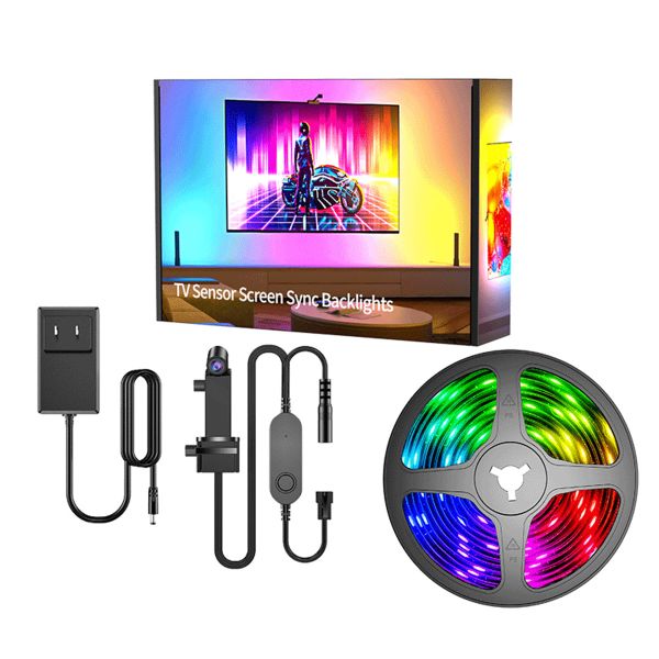 WiFi LED TV Backlight With Sensor For 55-75 Inch TV And PC RGBIC App Control Compatible With Alexa And Google Assistant