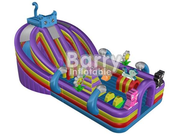 Custom Made Blue Cat Inflatable Toddler Playground / Kids Playground Equipment