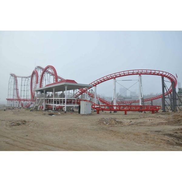 Customized Roller Coaster Thrill Rides , Steel Frame Kiddie Loop Roller Coaster