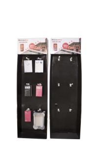 Corrugated POP Floor Display Rack Practical Lightweight With Plastic Hooks