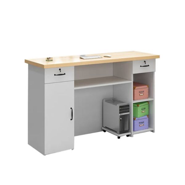 Small Nail Salon Front Desk White Wooden 1000Hmm Reception Counter Table