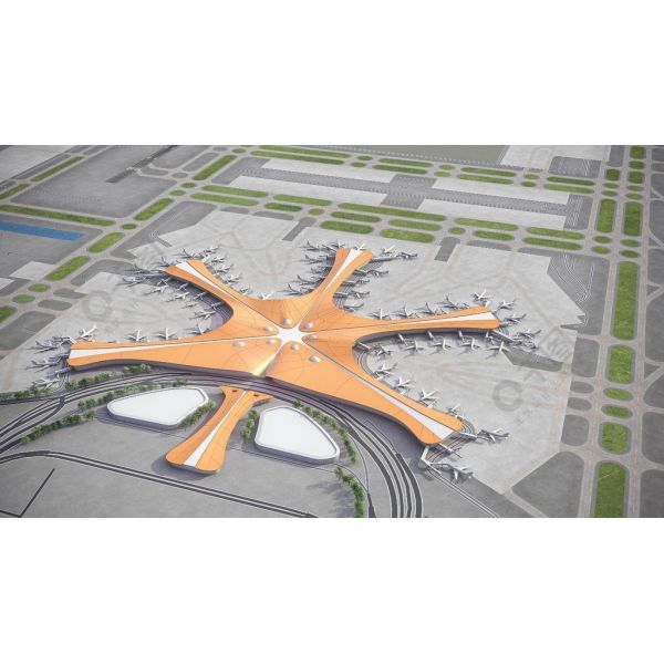 1:200 Scale Model Airport Illuminated International Airport Scale Model