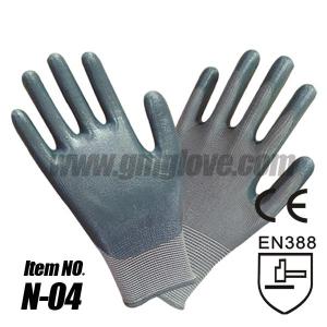 China Nylon Nitrile Coated Gloves , Gray yarn on sale