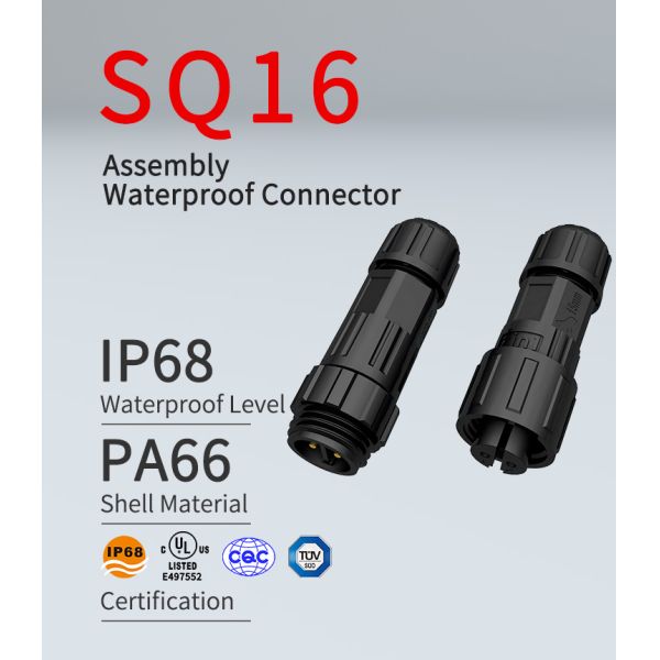 Plastic IP68 3 Pins M16 7.6mm Circular Plug Connector