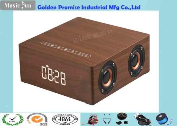 Buy 3600mA Battery Wooden Bluetooth Speaker And Alarm Clock AUX Input at wholesale prices
