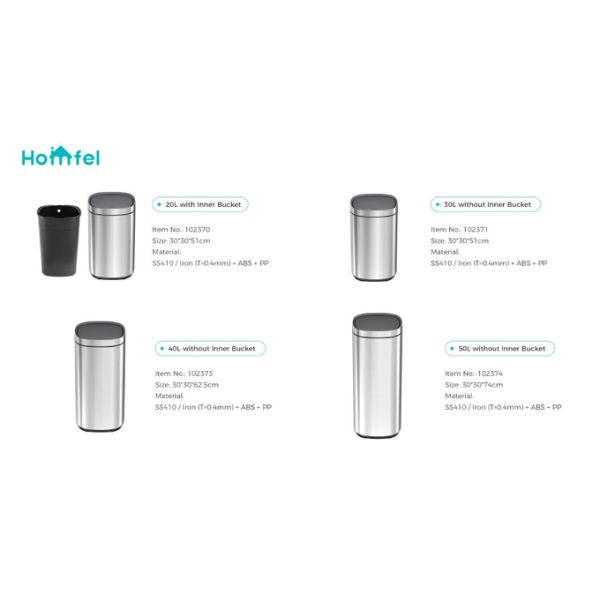 STANDING Touch Button Bin 30L/40L/50L Stainless Steel Office Trash Can Button Open OEM for Office Structure STANDING