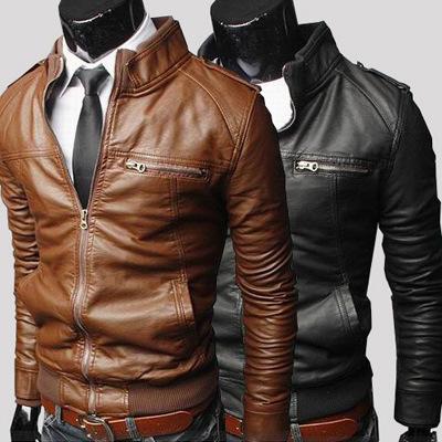 Hot sale bulk plain polyester waterproof cheap european fashion winter men leather coat