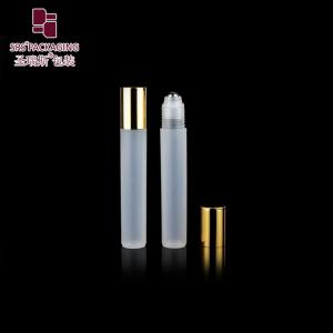 Free samples cosmetic frost natural plastic 15ml roll on bottle with gold aluminum cap