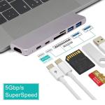 USB Type-C HUB Adapter, 7-in-1 Multi Port Dongle for 2016 and Later MacBook Pro