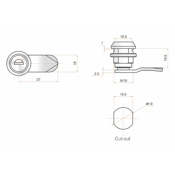Corrosion Resistant Quarter Turn Cam Lock For Large Data Center Network Cabinet