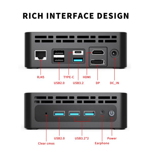 2023 Newest I7 12Th Oem Mini Pc With 1*USBC 4*USB3.0 2*USB2.0 OEM Desktop MiniPC For Home Office Assembled PC Factory Price
