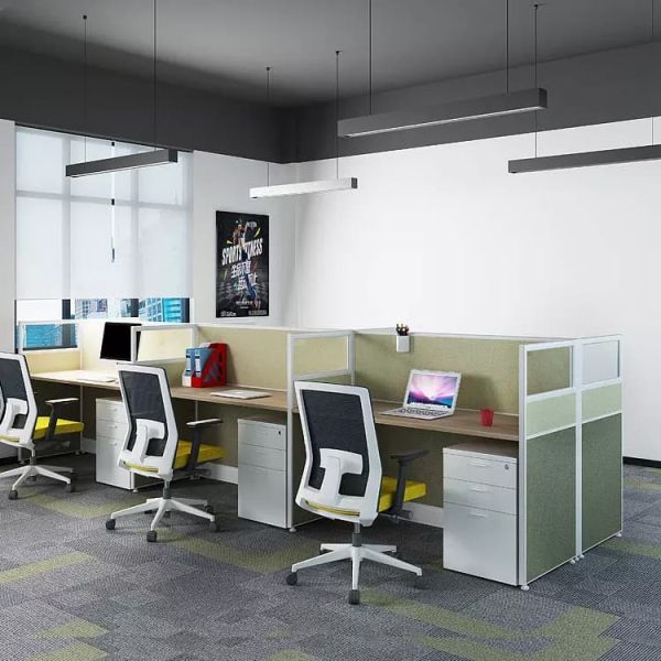 Modern 4 Person Workstation Aluminum Materials With Partition