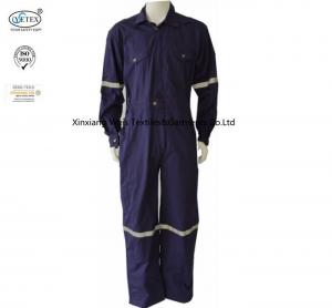 Quality Cotton Dark Purple Fire Resistant Coveralls With Reflective Tape Safety Clothing for sale