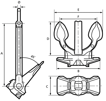 Stocklees Steel Boat Use For Haevey Duty Gruson Anchor Marine Ship Gruson Anchor Stockless Anchor For Marine