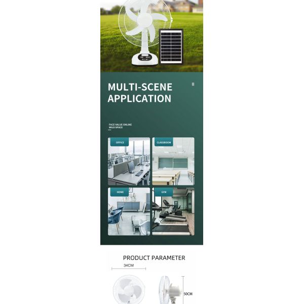 Commercial Ac Dc Emergency Solar Desk Fan 16 Inch Solar Fan For Garage