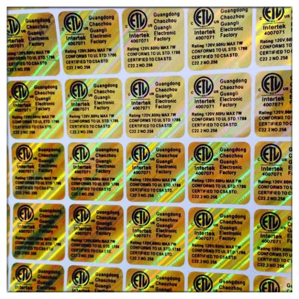 Gold background security hologram stickers made in guangzhou , custom high quality holographic stickers
