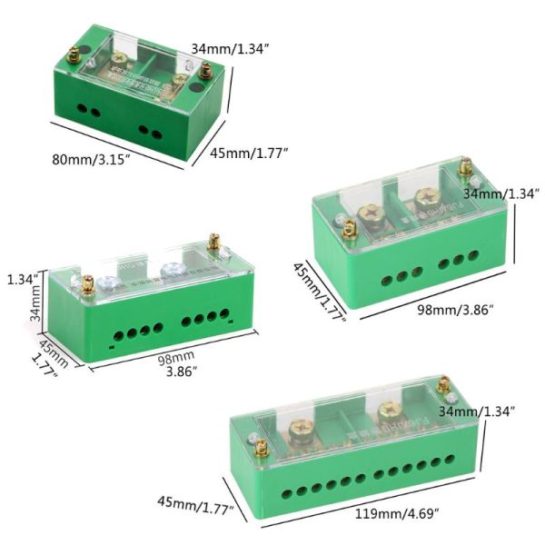 2 in 8 out Electrical Terminal Blocks Splitter Power Source Wiring Distribution Connectors