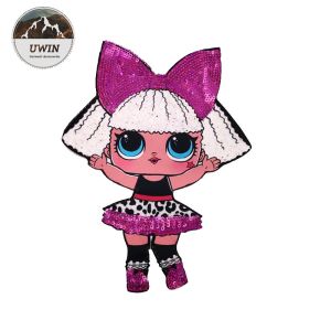 Various Design Doll Embroidered Badge Patch With Sequin / Weave Material