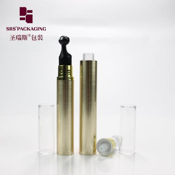 Metalized gold color plastic press airless cosmetic 10ml 5ml pump bottle eye cream