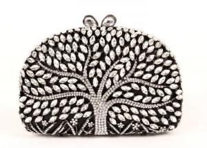 China Encrusted Crystal Silver Clutch Evening Bag Large Srorage Space And Pearl Lock on sale