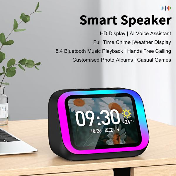 Buy Intelligent Large Screen Bluetooth  Clock Screen Temperature Display Control Table Speaker FM at wholesale prices