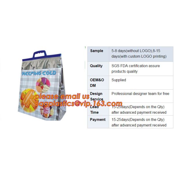 reflective Thermal Plastic handle portable aluminum epe foam Insulation bag cool bag,aluminum film lunch Thermal food pi