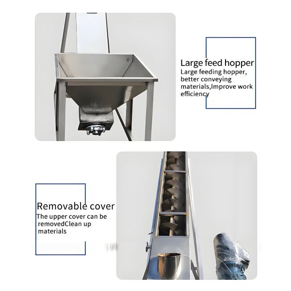 U-shaped Automatic Feeding Single-axis Spiral Conveyor For Chemical Powders Made Of Stainless Steel