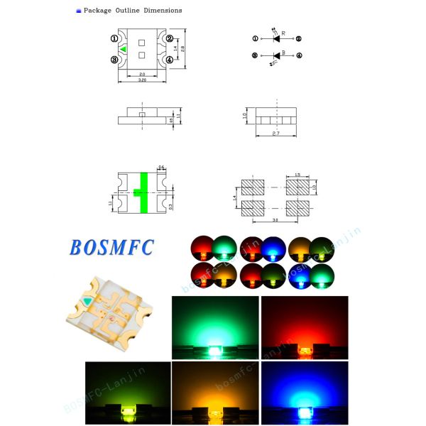 Multiscene SMD LED 1206 Red Yellow Dual Color 120 Degree Viewing Angle