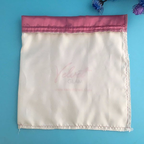 Customized Small White Satin Drawstring Bag For Makeup Bag Printed Logo