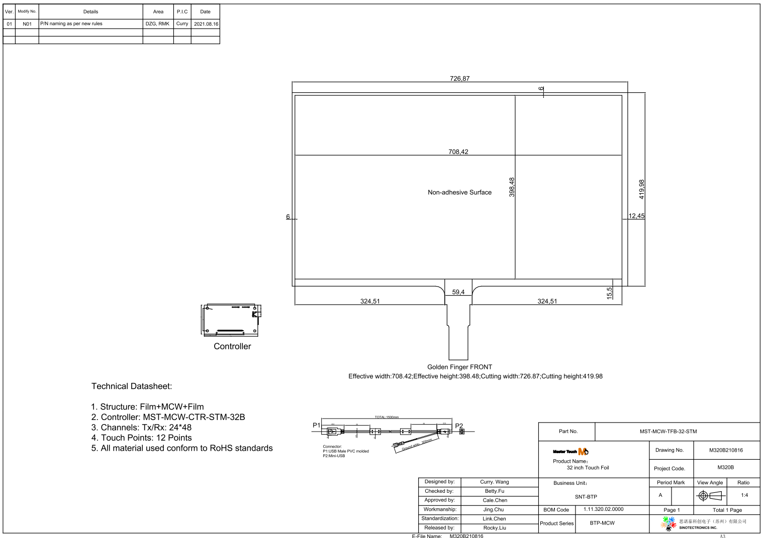 Master Touch Light Weight 32 Inch Fast Delivery Vandal Proof Touch Foil