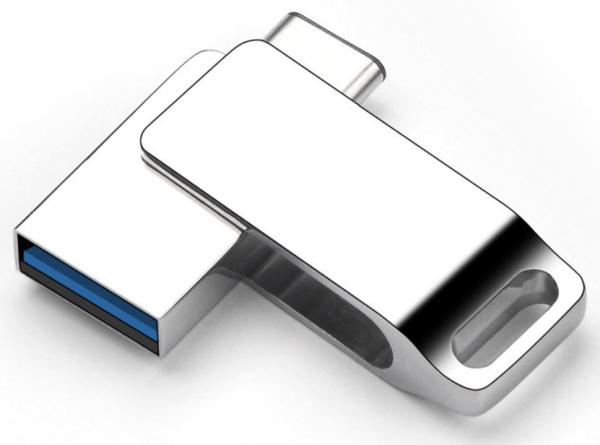 Buy Metal U-disk for Computer & Mobile Phone Dual purpose USB3.0 TYPE-C OTG Rotating flash drive A+chip Customized LOGO at wholesale prices