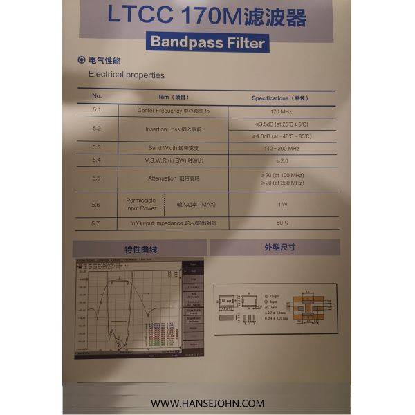Customized 170 Mhz LTCC Rf Power Splitter Combiner