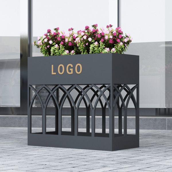 Creative hollow out flower pots large tall black planter box