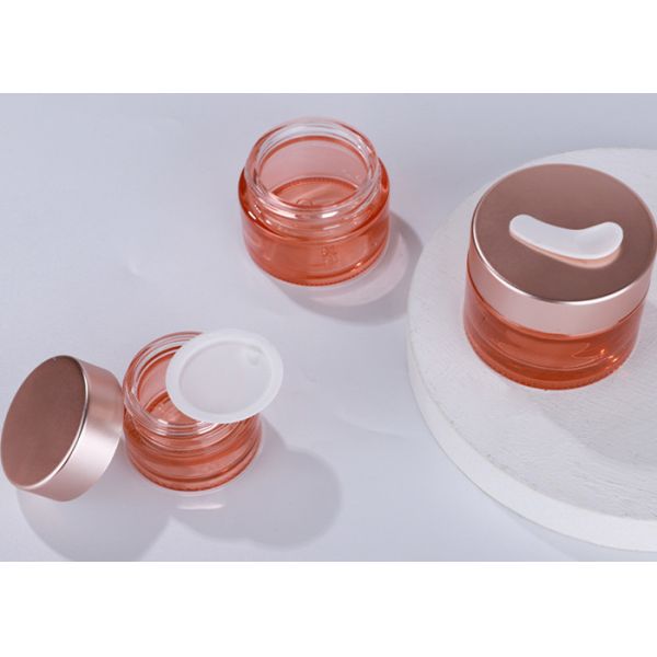 5ml 10ml 15ml 20ml 30ml 50ml 60ml 100ml Straight Round Rose Gold Lid Cosmetic Face Cream Jar Pink Glass Cream Jars with Spoon