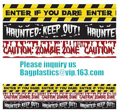 Caution Tape Halloween Red and White Banner Tape,EPI manufacturer in low price Halloween Caution Tape bagplastics packag