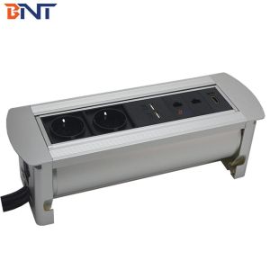 Embedded in power data solution flip over table power socket with Schuko Power