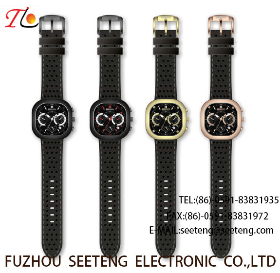 Silicone strap with alloy case round dial and customized watch silicone watch cool style