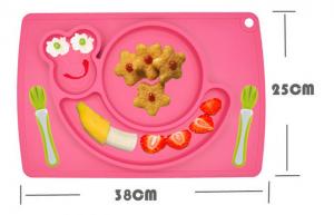 China Non Slip Heat Resistant Custom Silicone Molds Baby Kids Suction Table Food Tray on sale