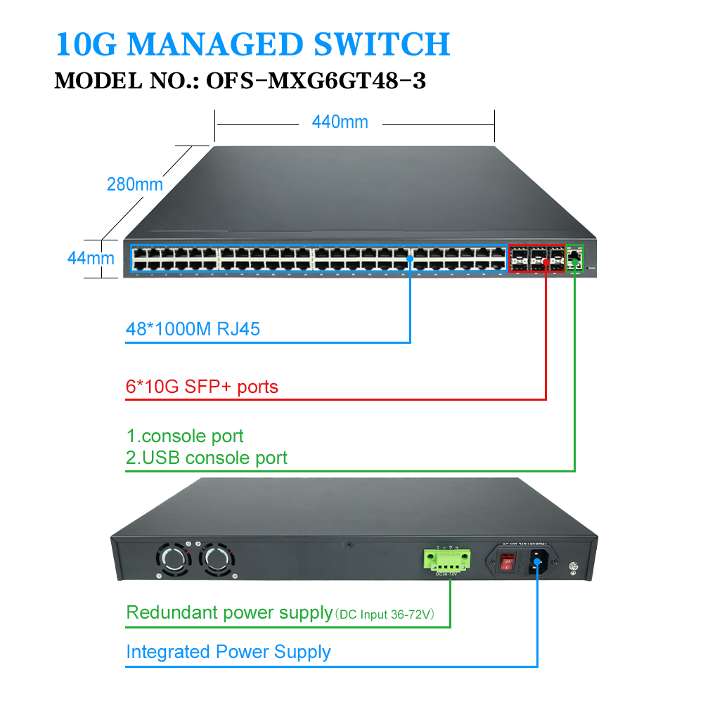 Smart 10gbps Data Sfp Port Network 6 Sfp Management 48-port Gigabit Fiber Ethernet Switches