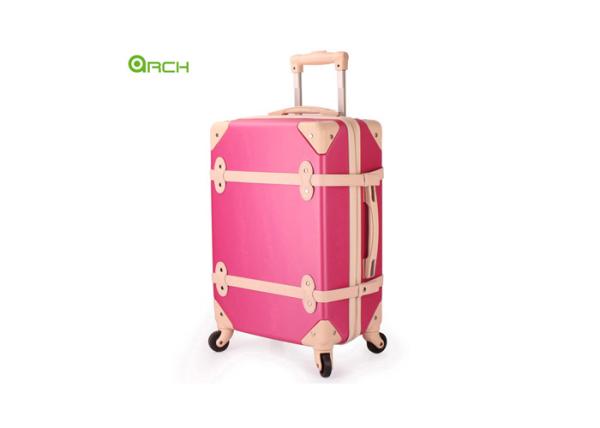 Buy Double Spinner  ABS Hard Shell Cabin Case Pink With Binding Belts at wholesale prices