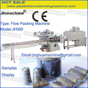 Quality automatic threads spools poly wrapping machine /Flow Packing Machine Within Shrink tunnel for sale