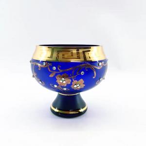 Quality Arabic Luxury Glass Fruit Bowls Handmade 88mm Height Real Gold for sale