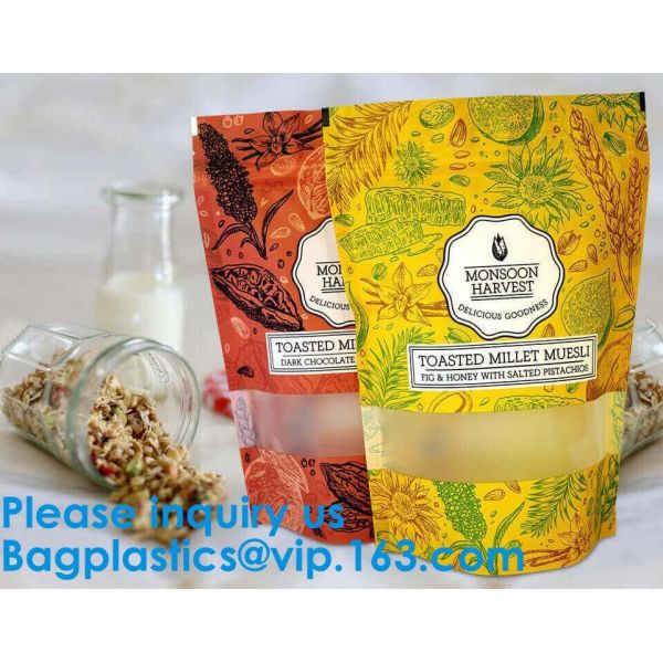 SIDE GUSSET COFFEE BAGS,STAND UP COFFEE BAGS,KRAFT PAPER COFFEE BAGS Foil Zip Lock Stand Up Food Pouches Bags with Notch
