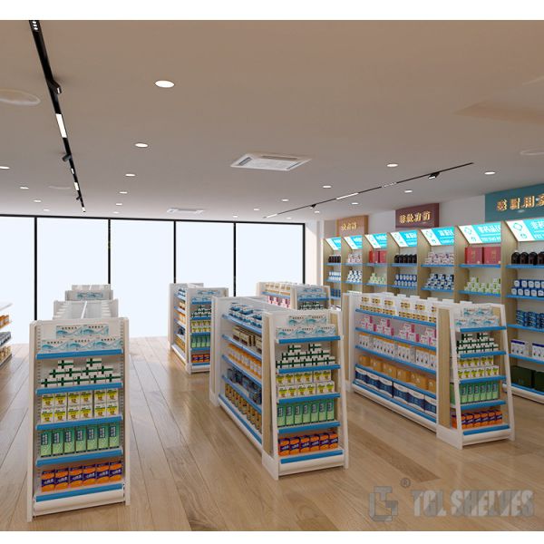 Single Sided Medicine Store Rack , OEM Display Racks For Pharmacy Morden Style