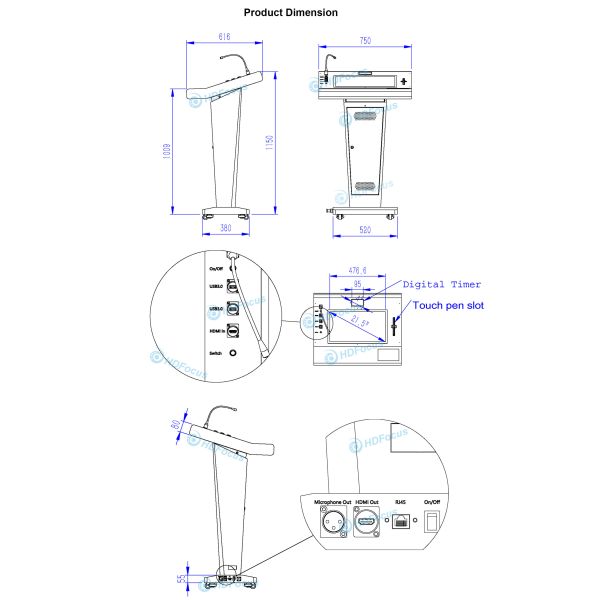 Best Price Smart LCD 21.5 Inch All-in-One Touch Screen Podium Kiosk with Mic and Speaker for Conference