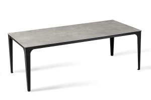China Rectangular Glass Dining Table With Chinese Ceramic Triangular Legs on sale