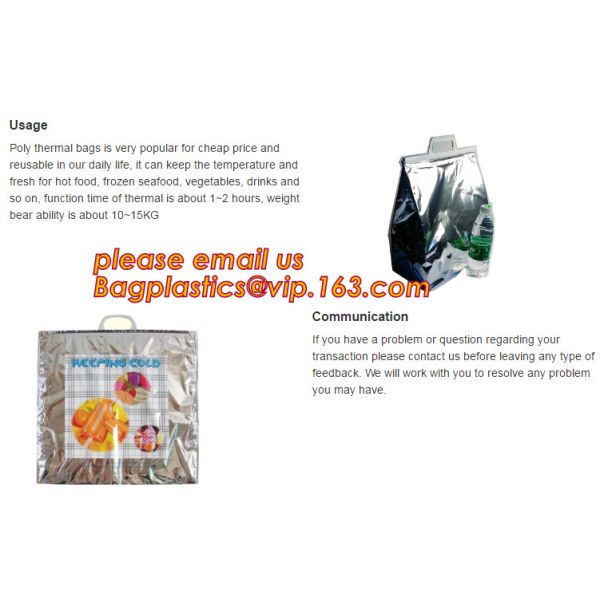reflective Thermal Plastic handle portable aluminum epe foam Insulation bag cool bag,aluminum film lunch Thermal food pi