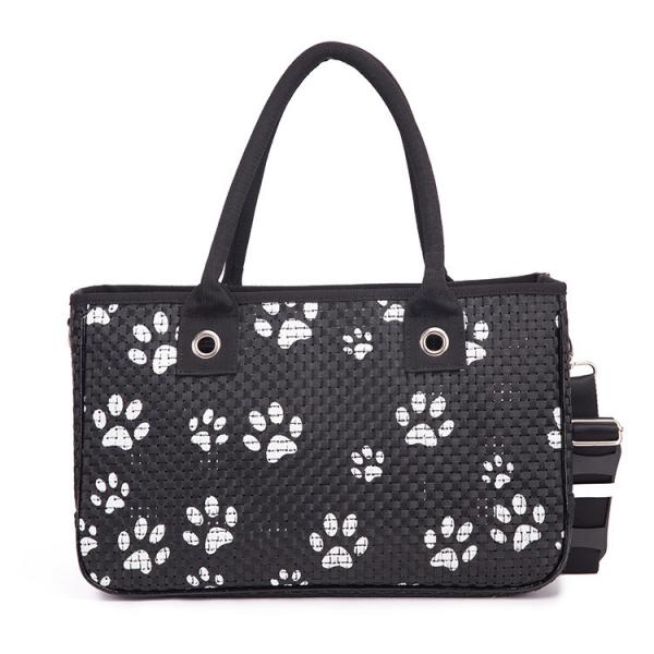 Paws Printing Leather Knitting Dog Carriers Pet Products Shoulder Bag