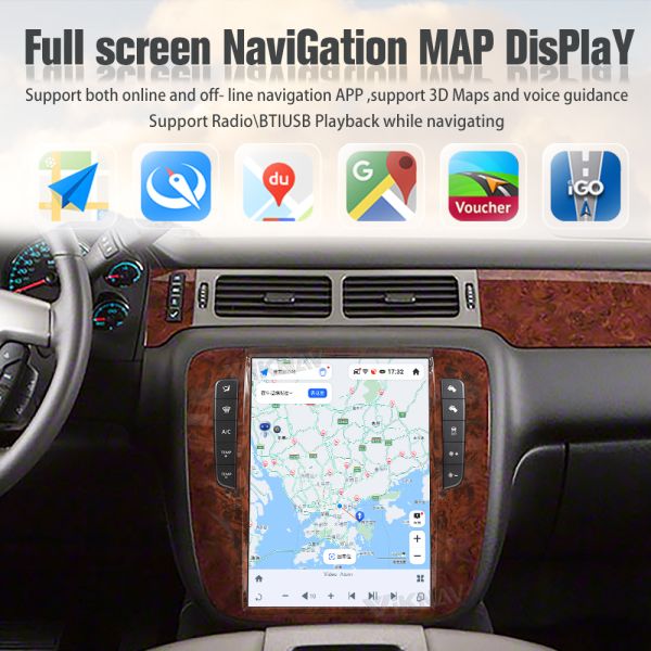 Viknav Car Radio For GMC-Yukon/Chevy Suburban Tahoe Auto AC (2007-2013)12.1 Inch Android 13 IPS Touch Screen Navigation