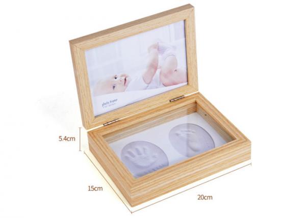 Wooden Hand and Foot Print Mud Photo Frame Set Wooden Baby Souvenir Gifts